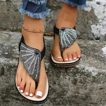 2023 Karšto Pardavimo Moterų Batai Pagrindinio Paprastų Moterų Sandalai Vasarą Retro Atsitiktinis Butas Batai Atidaryti Tne Kristalų Butas Sandalai