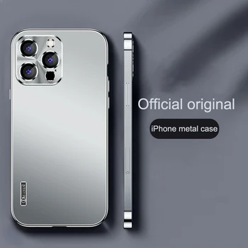 Metalo, Aliuminio lydinys Atveju iPhone 14 13 12 11 Pro Max Pilnas Kameros Apsaugos Atveju 