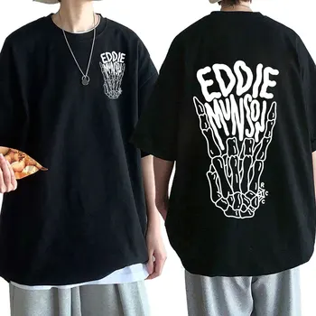 Tv Eddie Munson T-shirt Vyrų Mados Derliaus Hip-Hop Trumpas Rankovės marškinėliai Medvilnės Harajuku Streetwear Negabaritinių Marškinėliai