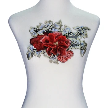 10piece 3D Raudona Gėlė, Dizainas, Siuvinėjimo Nėrinių Audinio Aplikacijos Laido Pleistrai Apipjaustymas Motyvas Venise už Nuotakos Suknelė, Papuoštas T2374