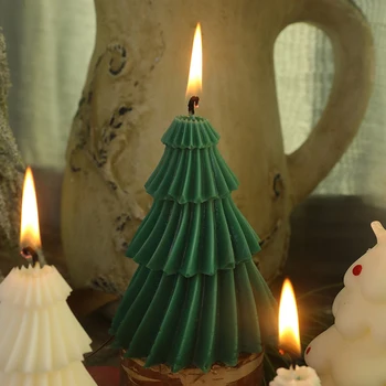 Kalėdų Eglutės Formos Žvakė Pelėsių 3D Geometrinis Pušies Silikono Žvakių Liejimo formos Aromath Muilo Dervos Formos Šokoladiniai Saldainiai Dėklas