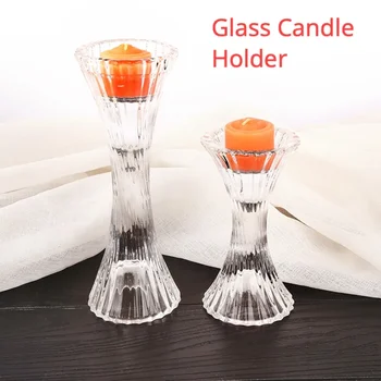 Szabatu Menorah Žvakidės, aukštos kojomis mažas juosmens, stiklo, žvakių laikiklis susukti modelis žvakė taurės Hanukkah stalo dekoras