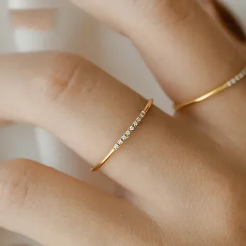 Nerūdijančio plieno mados 1mm žiedas moterims kubinis cirkonis plonas piršto žiedą mados vestuvės juvelyrika dovana
