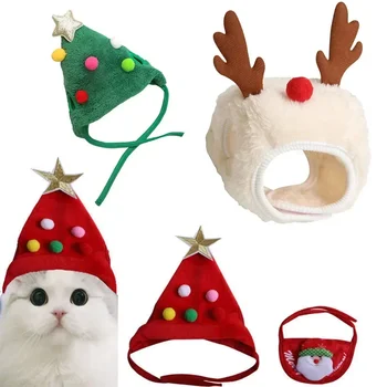 Mažylis Kalėdos Šunų Reikmenų Skrybėlę Kačiukas Kalėdų Kostiumas, Santa, Kombinezonai Su Antkrūtiniais Katė Šalikas Pet Drabužiai