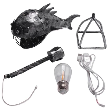 Žvejys Žuvis Lempa USB Įkrovimo Darbalaukio Metalo Šviesos Rankų darbo Amatų Namų Kambarį Apdaila