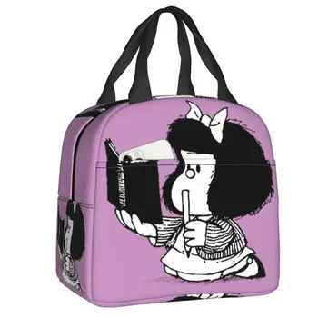 Mafalda Su Notepad Šiluminė Izoliacija Pietūs Krepšiai Moterims Quino Komiksų, Animacinių filmų Resuable Pietūs Nešti Dirbti Mokykloje Kelionės Maisto Dėžutę