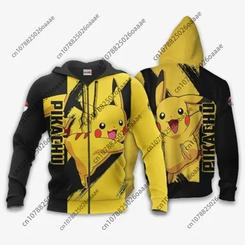 2024 Naujas Pokemon Pikachu 3d Spausdinimo Vyrų Hoodie Moterų Atsitiktinis Marškinėlius PKM Užtrauktukas Hoodie Mados Streetwear Puloveris Hoodie