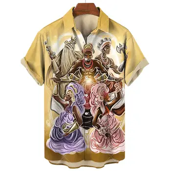 Umbanda Marškinėliai Vyrams 3d Aukojimo Modelio Spausdinimo trumpomis Rankovėmis Viršūnes Mados VYRIŠKI Marškiniai Derliaus Prarasti Negabaritinių Havajų Marškinėliai