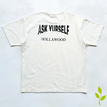 Vyrų ir Moterų Askyurself T-shirts Laišką Šūkis Spausdinti Trumpas rankovėmis Marškinėlius balti Įgulos Kaklo Prarasti Atsitiktinis Viršų T Shirts