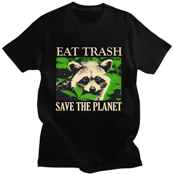Juokinga Išgelbėti Planetą Valgyti Šiukšlių Meškėnas, Print T Shirt Vyrai Moterys Harajuku Retro marškinėlių Medvilnės Atsitiktinis Negabaritinių Marškinėliai Street