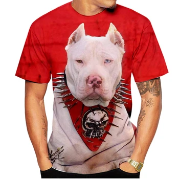 2023 Naujas 3D Pitbull Šuo Tapybos Vyras Atsitiktinis marškinėliai XXS~6XL