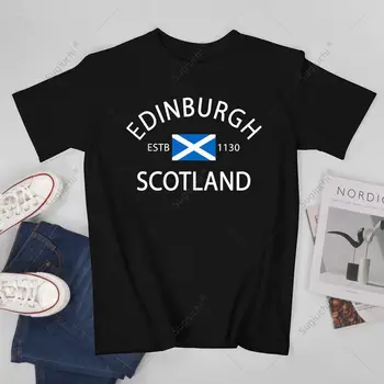 Unisex Vyrų Edinburgo, Škotijos Vėliavos - Škotijos Protėvius - Juokinga Škotijos Marškinėlius Tees T Shirts, Moterų, Berniukų, 100% Medvilnės Marškinėliai