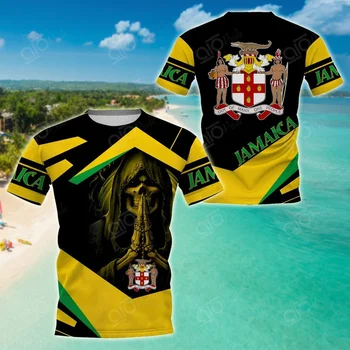 Jamaika Liūto Emblema Vasarą Naujas Mados 3D Spausdinimo Viršūnes Tee Marškinėlius Vyrai Moterys Trumpas Rankovės Marškinėliai Streetwear 3D Hoodies
