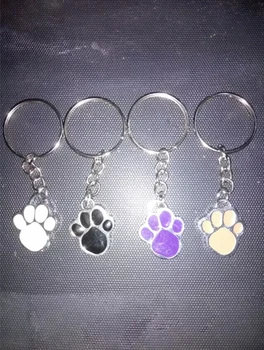 4 spalvų emalį šuns/katės letena Keychain-bižuterijos Tibeto sidabrinio Lokio Letena žavesio pakabukas raktų grandinės žiedas Tinka Keychain D398