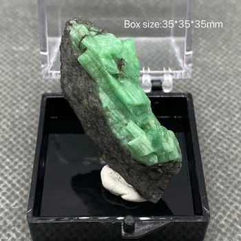 100% Natūralus žaliasis smaragdas mineralinių gem kokybės krištolo egzempliorių akmenys ir kristalai kvarco kristalai +Box 3,5 cm