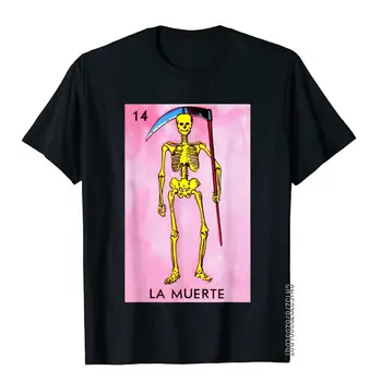 La Muerte Loterijos Dovana - Meksikos Loterijos La Muerte T-Shirt Naujo Dizaino vyriški Tees Laisvalaikio Marškinėliai Medvilnės Normalus