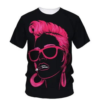 Mados Asmenybės Kaklaraištis Modelio vyriški T-Shirt 3d Hd Spausdinimo Hip-Hop Mergina Harajuku Atsitiktinis Marškinėliai Aukštos Kokybės, O Drabužių Apykaklės