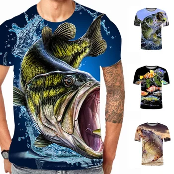 2021 Vasaros Mados Vyrai 3D Žuvies Hobis Karpis Unisex Mergina Mielas Viršuje Hipster Marškinėliai