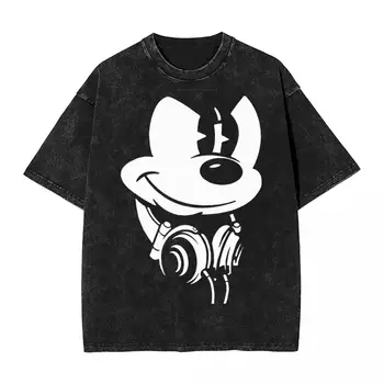 Disney Mickey Mouse Ausines Marškinėliai Hip-Hop Plauti Medvilnės Negabaritinių Marškinėliai Animacinių Filmų Derliaus Vyrams, Moterims Topai Summer Tee Marškinėliai
