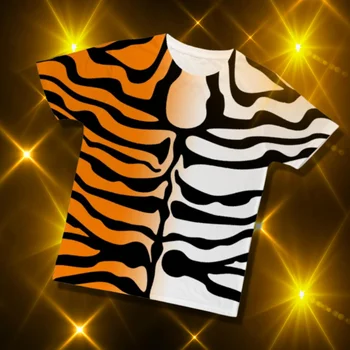 Unisex Spalvingi Visoje Spausdinti Tiger Stripes Modelis Gyvūnų Kailio Raštas Laukinės Gamtos Džiunglių Rave Šalis Marškinėliai