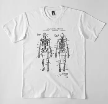 Anatominė Skeletas Planas marškinėliai - Skeletas marškinėliai - %100 Priemoka Medvilnės ilgomis rankovėmis