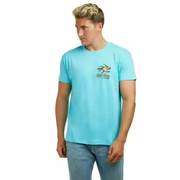 Karšto Tunų Vyrai T-shirt Retro Piranha Atolas Mėlyna