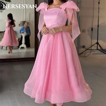 Nersesyan Rožinės Spalvos Elegantiškas Lankas Peties Vakarą Šifono Suknelės Rankovių Oficialų Šalis Suknelės Linijos Homecoming Vestidos De Fiesta