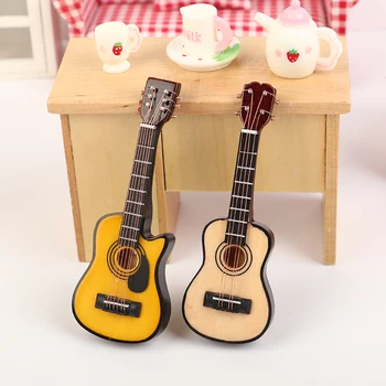 Mediniai Vaikiški Žaislai, Lėlių Miniatiūriniai Muzikos Elektrinė Gitara Modeliavimas Prop Dekoro Priemonė Modelis Lėlės Priedai