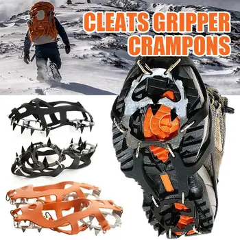 1Pair 18Teeth Anti-Slip Ledo Pėsčiųjų Alpinistinės Batų Smaigalys Trinkeles Gripper Kapliukai Batai Crampon Ledo Gripper Smaigalys Išlenda Trinkelės