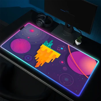 RGB Didelis Žaidimų Pelės Mygtukai LED Kosmoso Planetoid Pelės Kilimėlis Office neslidus Žaidimo Kilimėlis Žaidėjus Fiksavimo Krašto Kompiuterio Klaviatūra Pagalvėlės