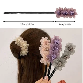 Šifono Gėlių Hairbands Saldus Plaukų Skrybėlės Moterims Pintų Plaukų Prietaisas Plaukų Aksesuarų, 