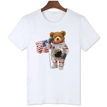 Meškiukas Astronautas marškinėliai trumpomis Rankovėmis Tee Negabaritinių Marškinėliai, Drabužiai, marškinėliai Vyrams B0119