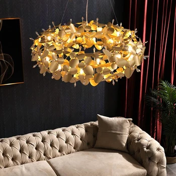 Gėlių nerūdijančio plieno krištolo sietynas, kūrybiškai sukurti aukso kambarį lempos miegamajame šviesos prabangūs šviestuvai