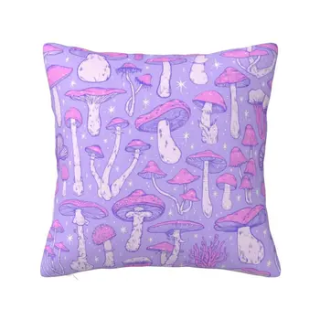 Magic Mushrooms Pastelinės Violetinės Pagalvės užvalkalą 40x40cm Kambarį Apdaila Kawaii Psichodelinio Lauko Pagalvėlės Užvalkalas Aikštėje