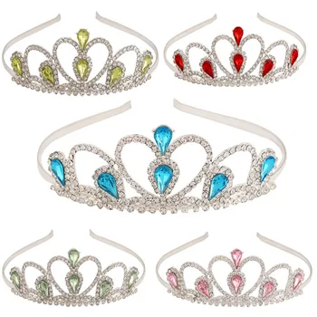 Blizga Šalies Baroko Karalienė Širdies Elegantiška Vintage Plaukų Aksesuarų, Kalnų Krištolas Tiara Vaikai Kristalų Ekrano Užsklandą Princess Crown