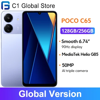Pasaulinė Versija POCO C65 NFC 128GB/256 GB 5000mAh Baterijos MediaTek Gel G85 50MP Triple Kamera 6.74