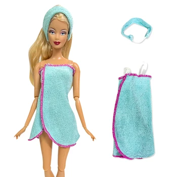 NK europos sąjungos Oficialusis 1 Set Lėlės Vonios kambarys Speciali Vonia Rankšluostį Mėlyna Dirželis Universalus Vonios Rankšluostį Stiliaus Suknelė Barbie Lėlės žaislas accessories
