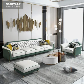 Prabanga sofa Amerikos odos sofos, modernus minimalistinio kambarį odos sofos derinys