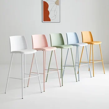 Modernus ir minimalistinis plastiko aukštos koja baro kėdės, namų balkono stiliaus baro kėdės, Šiaurės, šviesos, prabangos geležies valgomasis baro kėdės