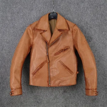 oda, 100% originali kailiniai paltai vyrams jacketSuper įdomus! Pirminių spalvų trina sunku horsehide standus lokomotyvų mėsininkas kaina