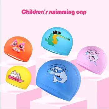 Animacinių filmų Plaukimo Skrybėlę Vaikų Baseinas Skrybėlę Vandeniui Ear Apsaugos Berniukų ir Mergaičių Plaukimo Skrybėlę plaukti