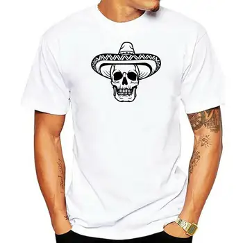Meksikos Hat Kaukolė T-Shirt - Sombrero Dieną Mirusiųjų Halloween Party Dovanų Top Lauko Dėvėti Marškinėliai