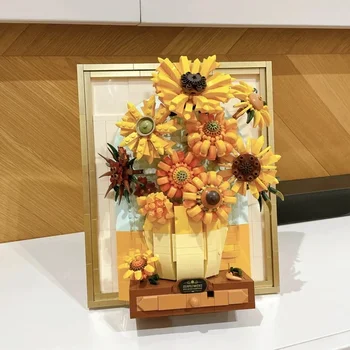 Van Gogo Saulėgrąžų Gėlių Puokštė nuotraukų Rėmelis Kūrimo Bloką 