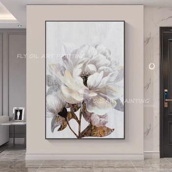 Handpainted siena balta gėlė abstraktaus meno dekoratyvinis nuotraukos kambarį cuadros apdaila kaip dovana unframe