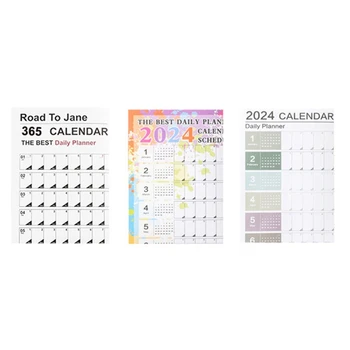 3PCS Kalendorius 2024 M. 365 Dienos Plakatas Kalendorius Išardomi Mokyklos Home Office 29.2X20.7Inch