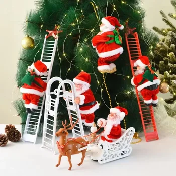 Elektros Laipiojimo Laiptais Santa Claus Muzikos Lėlės Kalėdų Ornamentu Dekoracija Namuose Kalėdų Eglutės Kabo Dekoro NewYear Dovana