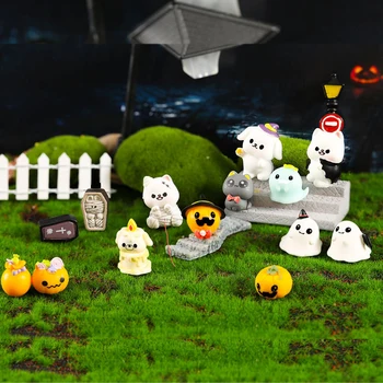 1Set Mini Helovinas Ornamentu Animacinių filmų Zombie Kačiukas Gpgb Dvasios Karamelinis Moliūgų Kryžiaus Micro Kraštovaizdžio Dekoro Miniatiūriniai Lėlių Žaislas