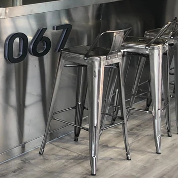 Pilkas, Paprastas, Baro Kėdės, Metalinės Minimalistinis Kavos Aukštos Counter Kėdė, Dizaino Sala Sandalye Cadeira Stuhl Balkonas Baldai HD50BY