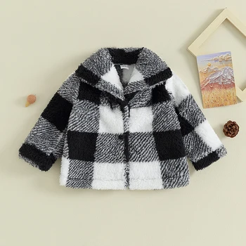 Unisex Bamblys Kūdikių Sherpa Fleece Striukė ilgomis Rankovėmis Storas Šiltas Megztinis Žiemos Paltai maži Vaikai